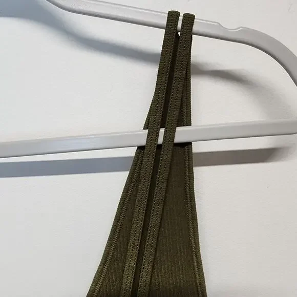 Pretty Little Thing Rib Knit Midi Dress Size XL Dark Green Snatched Bodycon - Picture 7 of 10